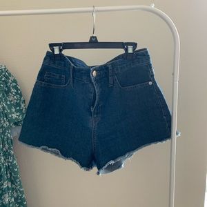 High rise denim shorts